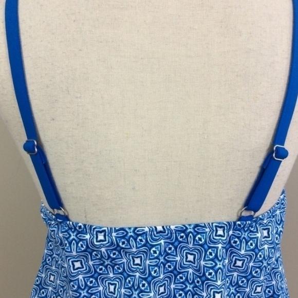 Lands' End Blue And White Blouson Tummy Hiding Tankini Top Sz 4 NWOT - Picture 4 of 11